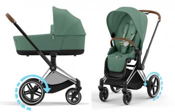 Коляска 2 в 1 Cybex Priam и e-Priam IV Leaf Green (шасси на выбор) шасси e-Priam Chrome Brown