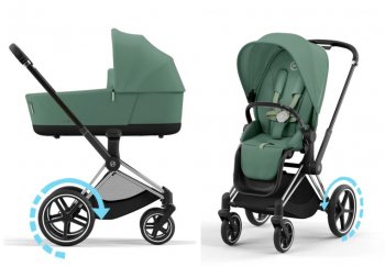 Коляска 2 в 1 Cybex Priam и e-Priam IV Leaf Green (шасси на выбор) шасси e-Priam Chrome Black 