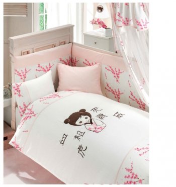 Комплект для кроватки BEBE LUVICCI &quot;BLOSSOM&quot; 6 предметов Розовый