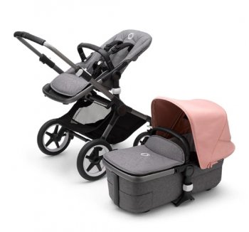 Детская коляска 2 в 1 Bugaboo Fox3 шасси Graphite Graphite/Grey Melange/Morning Pink