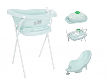 Комплект Термо-ванночка для купания Bebe Jou + Подставка металлическая под ванночку Bebe Jou Ментол совята