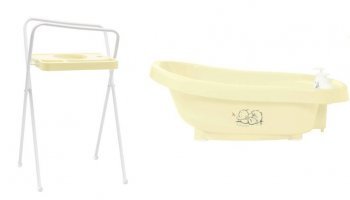 Комплект Термо-ванночка для купания Bebe Jou + Подставка металлическая под ванночку Bebe Jou Желтый