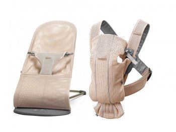 Детский шезлонг BabyBjorn Balance Bliss Mesh и рюкзак-кенгуру MINI Mesh 0210.03+0060.01/Pearly Pink