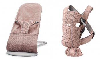 Детский шезлонг BabyBjorn Balance Bliss Mesh и рюкзак-кенгуру MINI Mesh 0210.03 + 0061.08 /Dusty Pink