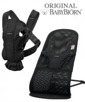 Детский шезлонг BabyBjorn Balance Bliss Mesh и рюкзак-кенгуру MINI Mesh 1