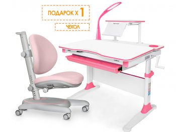 Комплект парта Mealux Evo-30 и кресло Ortoback (Y-508) с лампой (дерево) Розовый
