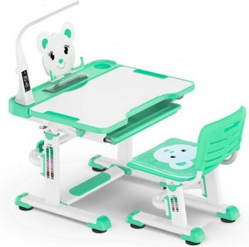 Комплект парта и стульчик Mealux BD-04 New XL Teddy (с лампой) Зеленый