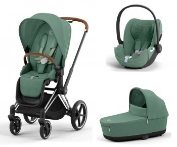 Коляска 3 в 1 Cybex Priam и e-Priam IV Leaf Green (шасси на выбор) шасси Chrome Brown