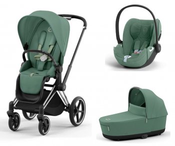 Коляска 3 в 1 Cybex Priam и e-Priam IV Leaf Green (шасси на выбор) шасси Chrome Black