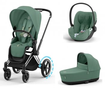 Коляска 3 в 1 Cybex Priam и e-Priam IV Leaf Green (шасси на выбор) шасси e-Priam Chrome Black