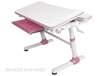 Парта-трансформер Mealux Evo-501 Duke (Меалюкс) столешница белая / ножки белые с розовыми накладками