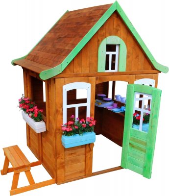 Детский домик Можга Цветочный c кухней и цветочницами (Арт. Р920-2) 