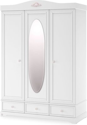 Шкаф трехдверный с зеркалом Cilek Rustic White 20.72.1001.00