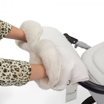 Муфта для рук на коляску Esspero Soft Fur Lux (Натуральная шерсть) Beige