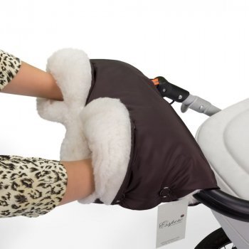 Муфта для рук на коляску Esspero Soft Fur Lux (Натуральная шерсть) Chocolat