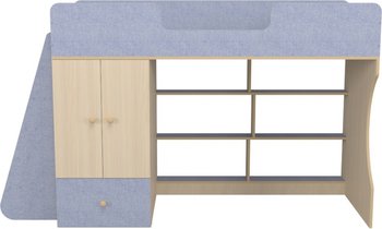 Кровать чердак Капризун 1 Р445 со шкафом Лен голубой