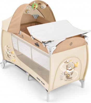 Детский манеж-кроватка Cam Daily Plus (Кам Дейли Плюс) 240 бежевый с медвежонком и зайчиком