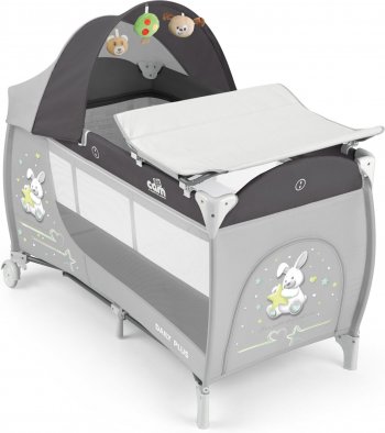 Детский манеж-кроватка Cam Daily Plus (Кам Дейли Плюс) 242 серый с зайчиком и звездочкой