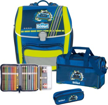 Школьный рюкзак Scout Genius Полицейская машина с наполнением 4 предмета Полицейская машина