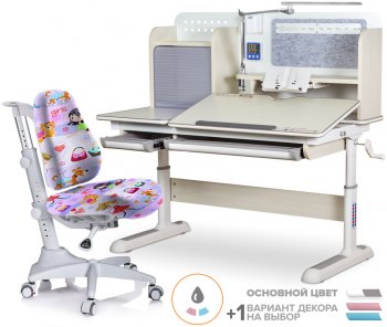 Комплект детский стол-парта Mealux Winnipeg Multicolor (BD-630) + кресло Match (Y-528) Белый дуб/Разноцветный