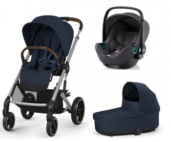 Коляска 3 в 1 Cybex Balios S Lux 2025 на шасси Silver Ocean Blue