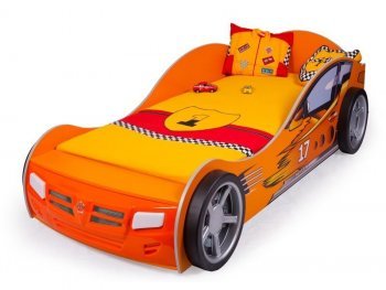 Детская кровать-машина ABC King Champion Оранжевый (190х90) Отсутствует: подсветка, звук и подъемный механизм