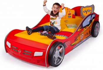 Детская кровать-машина ABC King Champion Красный (160х90) Отсутствует: подсветка, звук и подъемный механизм