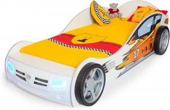 Детская кровать-машина ABC King (Advesta) Champion Белый (160х90) Отсутствует: подсветка, звук и подъемный механизм