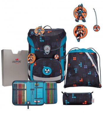 Школьный ранец DerDieDas ErgoFlex Easy Buttons &quot;Боец-ниндзя&quot; 