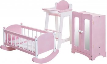 Набор кукольной мебели Paremo (стул+люлька+шкаф) PFD116-18/PFD116-19 Розовый