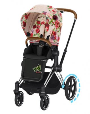 Прогулочная коляска Cybex Priam и e-Priam IV FE Spring Blossom Light шасси e-Priam Chrome Brown