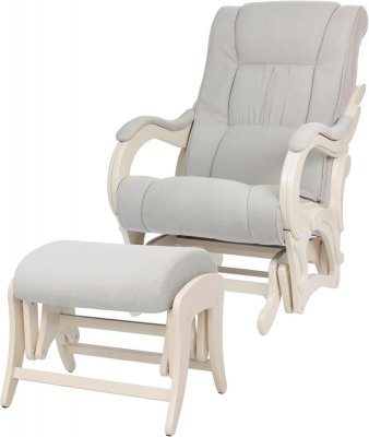 Кресло для кормления и укачивания Milli Style в комплекте с пуфом Дуб шампань, ткань Verona Light Grey