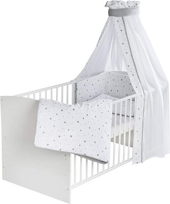 Детская кровать-трансформер Schardt Classic 4-в-1 Белый/серые звезды