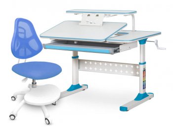 Комплект парта ErgoKids TH-320 + кресло ErgoKids Y-400 накладки синие/кресло синее
