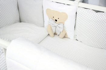 Комплект постельного белья в кроватку Happy Family &quot;Добрые сны - мишка&quot; (5 предметов) Белый с аппликацией