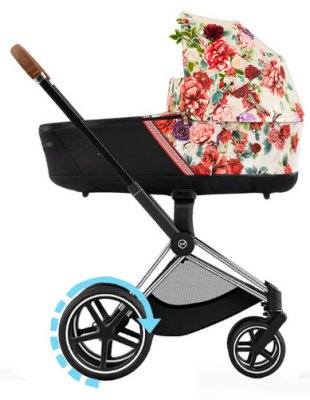 Коляска для новорожденных Cybex Priam и e-Priam IV FE Spring Blossom Light (шасси на выбор) шасси e-Priam Chrome Brown