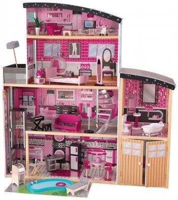 Большой кукольный дом для Барби KidKraft &quot;Сияние&quot; (Sparkle Mansion 65826_KE) с мебелью 30 элементов Сияние