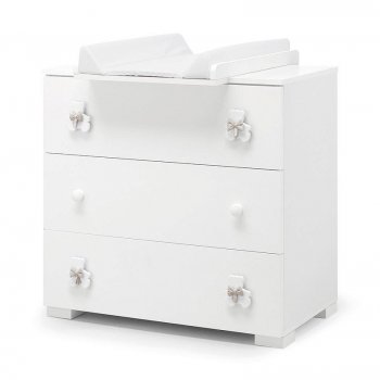 Тумба 3 ящика Erbesi Dudu с пеленальным столиком Белый/песочный