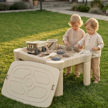 Песочница Unix Kids Table стол с крышкой Camel