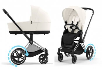 Коляска 2 в 1 Cybex Priam и e-Priam IV Off White (шасси на выбор) шасси e-Priam Chrome Black