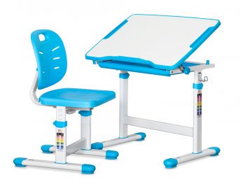 Комплект парта и стульчик ErgoKids Evo-06 Ergo столешница белая / цвет пластика голубой