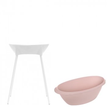 Комплект ванночка для купания Luma + Подставка под ванночку Luma Бело-розовый