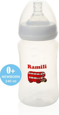Противоколиковая бутылочка для кормления Ramili Baby 240ML (240 мл, 0+, слабый поток) При покупке отдельно