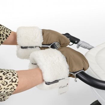 Муфта-рукавички для коляски Esspero Double White (Натуральная шерсть) Beige