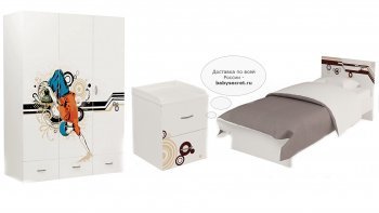 Детская комната ABC King Extreme 3 предмета: кровать классика, прикроватная тумбочка, трехдверный шкаф Кровать классика (160*90) 
