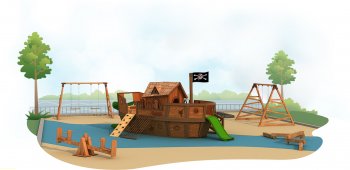 Детский городок Kids Crooked House с кораблем «Тортуга»