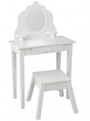 Белый туалетный столик из дерева для девочки KidKraft &quot;Модница&quot; (White Medium Vanity &amp; Stool) 13009_KE