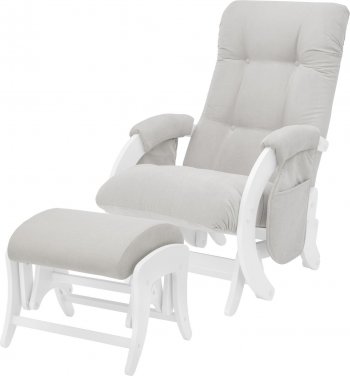 Кресло для кормления и укачивания Milli Smile в комплекте с пуфом (Каркас Молочный дуб) Молочный дуб, ткань Verona Light Grey