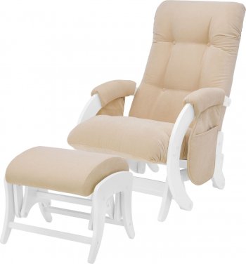Кресло для кормления и укачивания Milli Smile в комплекте с пуфом (Каркас Молочный дуб) Молочный дуб, ткань Verona Vanilla