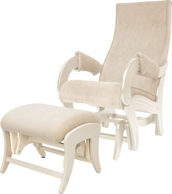 Кресло для кормления и укачивания Milli Ice в комплекте с пуфом Дуб шампань, ткань Verona Vanila